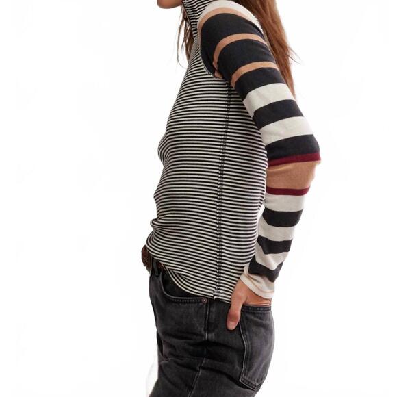 NEW FREE PEOPLE avery zip up sweater in multi - Picture 4 of 6